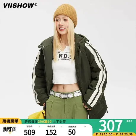 VIISHOW冬季美式复古运动棉衣街头宽松加厚外套户外保暖男生棉服商品大图