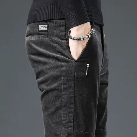 秋冬季条绒裤灯芯绒男裤子潮流百搭男士休闲长裤宽松直筒加绒加厚商品大图