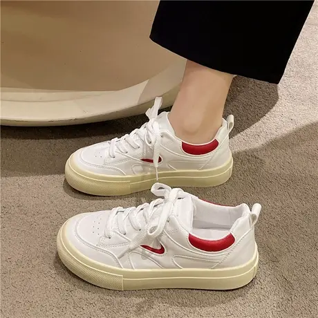 小众复古板鞋子女ins潮2024夏春新款港风chic百搭休闲帆布小白鞋商品大图