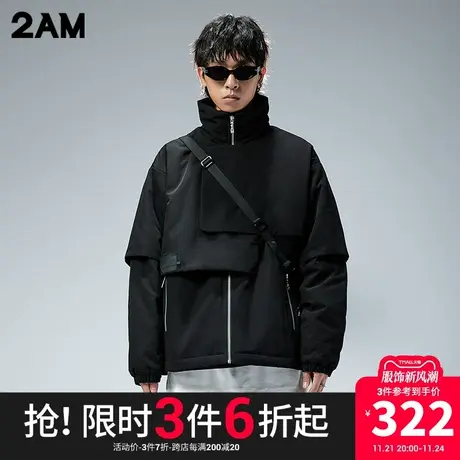 卡宾潮牌2AM时尚不规则设计夹克宽松落肩棉外套商品大图