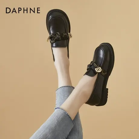 达芙妮小皮鞋女鞋2022年春秋款夏季新款英伦风黑色软底乐福鞋单鞋图片