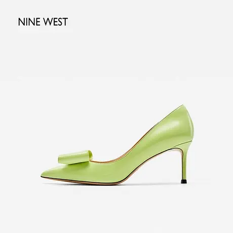 Nine West/玖熙月光奶油小猫跟单鞋女2025夏新款浅口蝴蝶结高跟鞋商品大图