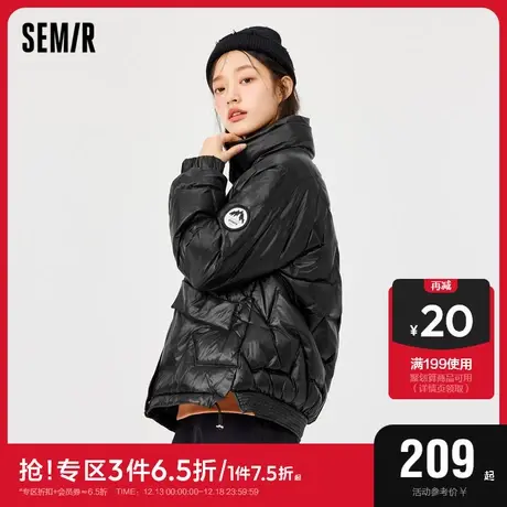 森马羽绒服女立领质感2022冬季新款白鸭绒宽松厚面包服小个子韩版图片
