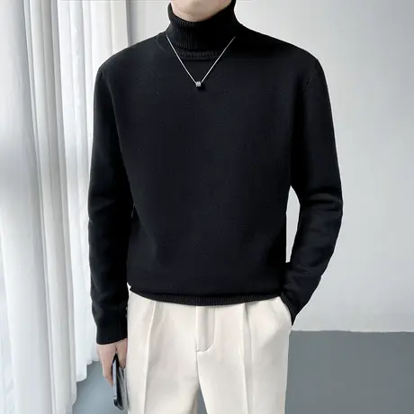 冬季高领毛衣男2023新款潮流韩版纯色休闲保暖轻熟内搭针织衫线衣图片