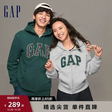 Gap男女装秋冬新款LOGO碳素软磨抓绒卫衣情侣装连帽衫潮816853图片