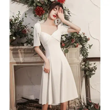 白色小礼服裙女平时可穿洋装生日气质连衣裙质感法式轻奢小众高端商品大图