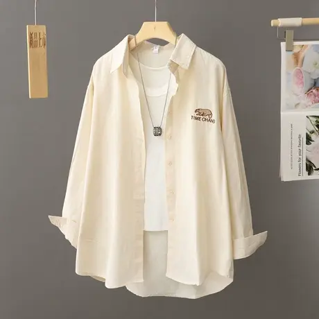 法式洋气杏色衬衫外套女小个子早春新款2024年春季上衣设计感衬衣图片