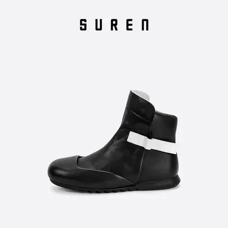 【新品上市】素人SUREN 原创设计小众女士机车短靴真皮骑士靴商品大图