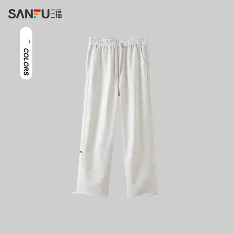 三福2024春季男士侧同色杠条休闲裤 宽松橡筋腰长裤男482540图片