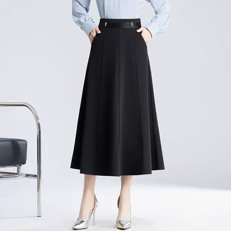 黑色垂感西装a字裙女2024春季新款高腰半身裙遮胯显瘦气质中长裙图片