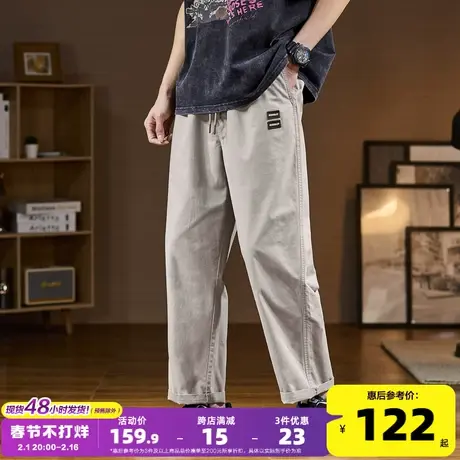 唐狮2024春季新款工装裤男韩版阔腿宽松休闲裤长裤子男款潮牌图片