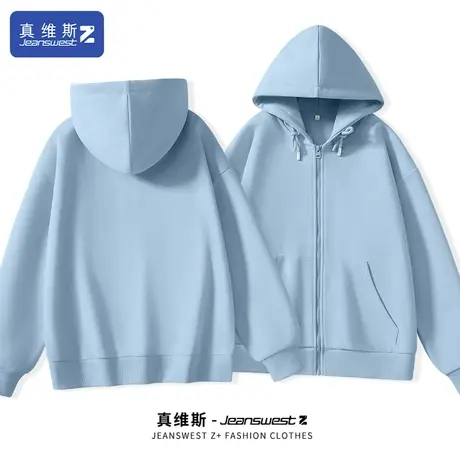 真维斯Z+韩系慵懒风外套女春秋2024新款拉链帽衫女款宽松卫衣服H图片