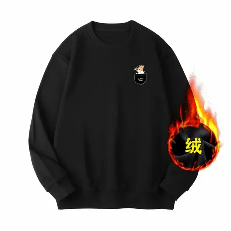 Ohlyah加绒美式潮牌宽松大码卫衣男青少年学生圆领中性学院风外套商品大图