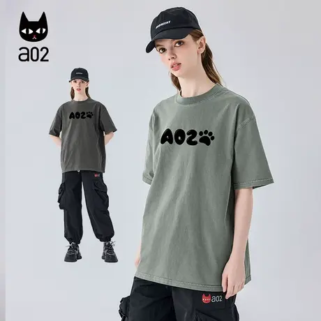 a02超酷个性字母印花T恤女短袖2024夏季新款全棉时尚百搭圆领上衣商品大图