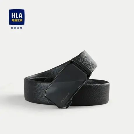 HLA/海澜之家商务休闲自动扣皮带2024新款压花皮质细腻皮带男商品大图
