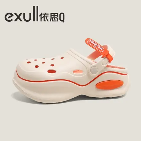 exull/依思Q厚底洞洞鞋女夏网红厚底防滑增高百搭包头凉拖鞋女款图片