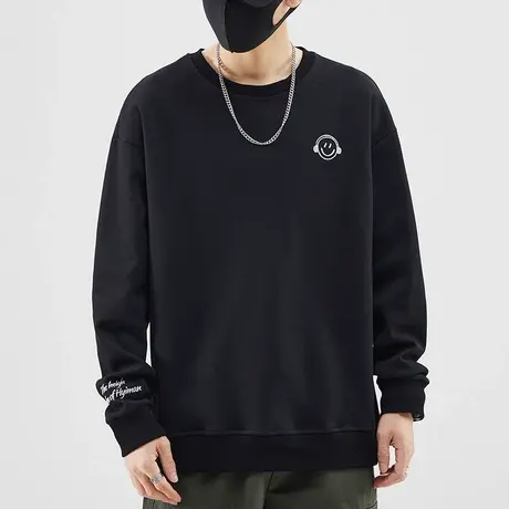 秋天2023新款高端重磅长袖上衣春秋款中性风痞帅圆领卫衣秋季男装图片