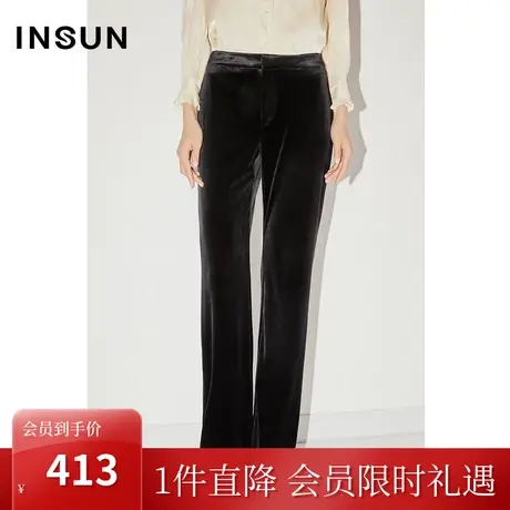 恩裳COVER冬2022时尚微喇型显瘦舒适百搭易打理金丝绒休闲裤商品大图