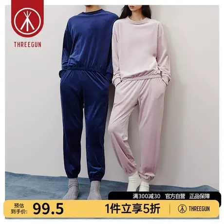 三枪睡裤女休闲长裤秋冬婴儿绒加厚可外穿宽松柔软情侣家居裤男商品大图
