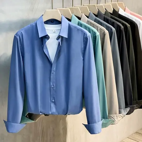 春秋免烫白衬衫男士夏季长袖商务正装衬衣高级感抗皱休闲打底寸衣商品大图