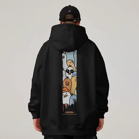 港风大码连帽美式重磅复古胖子男装潮流宽松做旧卫衣加绒春秋冬款商品大图