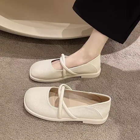 单鞋夏季女2023新款法式晚风软底圆头浅口气质平底舒适配裙子的商品大图