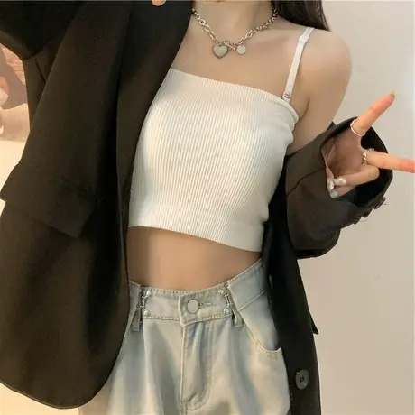 吊带背心女夏季薄内搭带胸垫内衣短款设计感小众外穿抹胸美背上衣商品大图