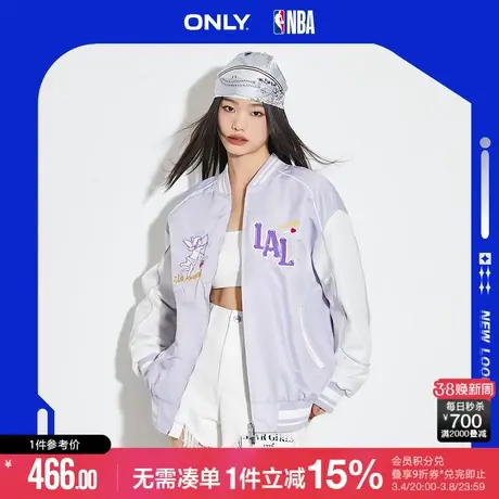 ONLY冬季NBA联名款字母印花棒球服外套女|123136031图片