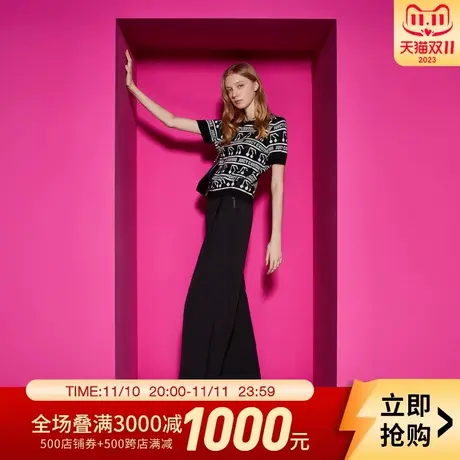 Juicy Couture橘滋2023新款樱桃提花短袖女针织衫图片