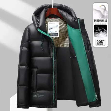 雪中飞男士冬季短款连帽羽绒服时尚青年亮色加厚保暖优质鸭绒外套图片