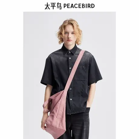 太平鸟男装衬衫新款水洗渐变潮牌牛仔 B1CJE2169商品大图