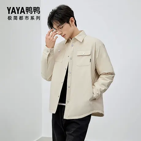 【极简都市系列】鸭鸭羽绒服男2024秋冬新品短款衬衫领保暖外套X商品大图