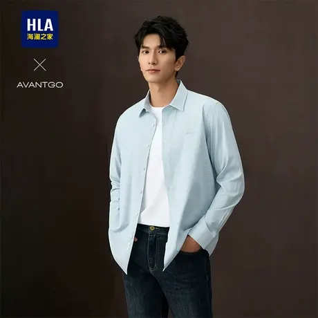 HLA/海澜之家轻商务条纹长袖休闲衬衫25秋季新款时尚刺绣上衣男装商品大图