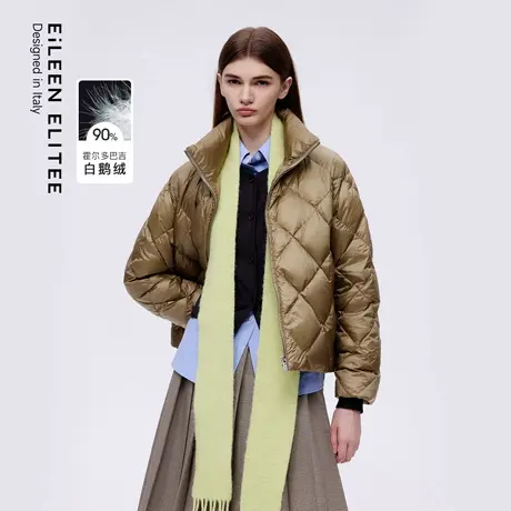 朗姿欧洲EiLEEN ELITEE霍尔多巴吉鹅绒菱格羽绒服2025年冬季新款商品大图