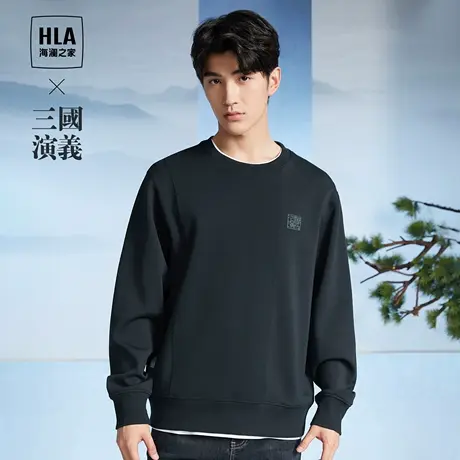 HLA海澜之家三国演义圆领卫衣23秋季新款微弹宽松印花外套男士图片