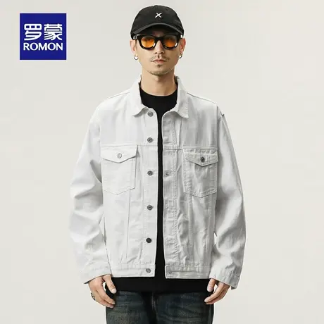 罗蒙水洗牛仔外套男士秋季新款纯棉工装长袖翻领休闲宽松夹克N3Z商品大图