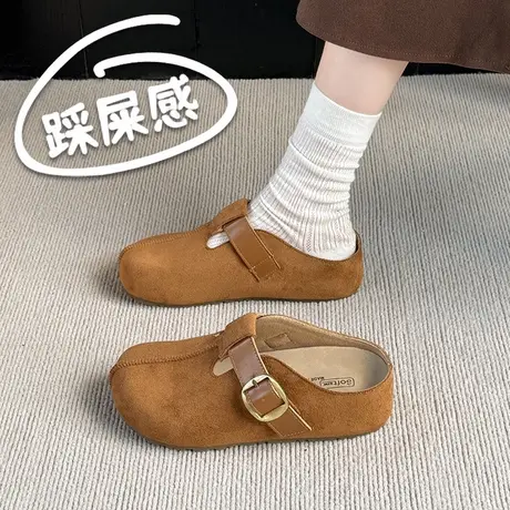 2025春夏新款一脚蹬女松糕厚底增高包头拖外穿拖鞋34码百搭休闲鞋图片