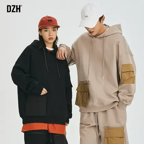 美式情侣装卫衣男连帽潮牌男装上衣2023新款男士衣服秋季工装外套商品大图