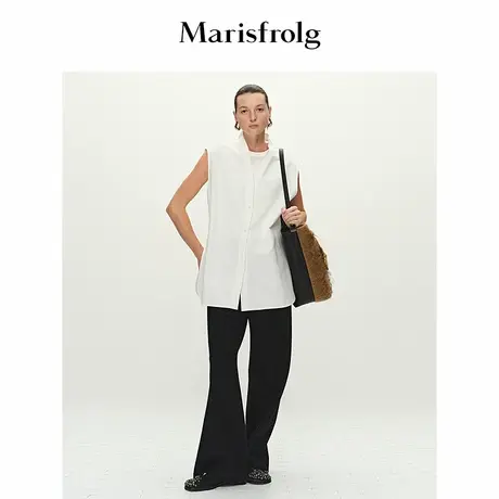 Marisfrolg玛丝菲尔2025冬新款白色流动感刺绣内搭纯棉衬衫背心商品大图
