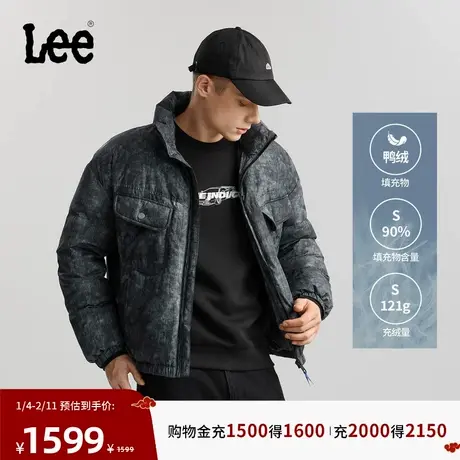 Lee商场同款25秋冬新品舒适版立领数码印花牛仔纹理设计男羽绒服商品大图