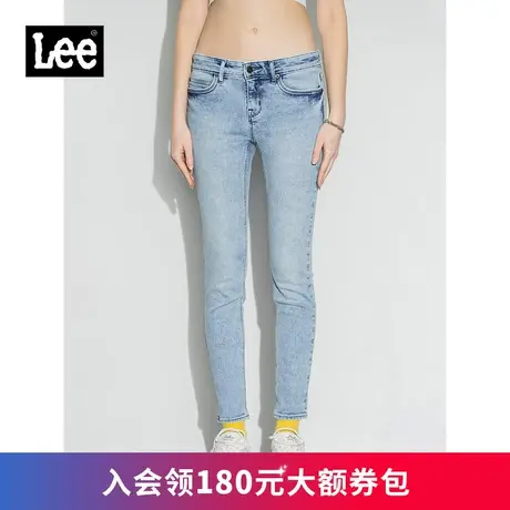 Lee商场同款418修身中腰窄脚浅蓝色女牛仔裤复古LWB1004184TW-296图片