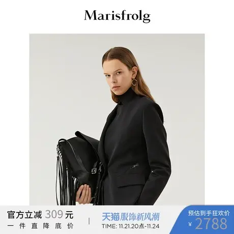 【商场同款】玛丝菲尔春季新款黑色翻领一粒扣式西装外套商品大图