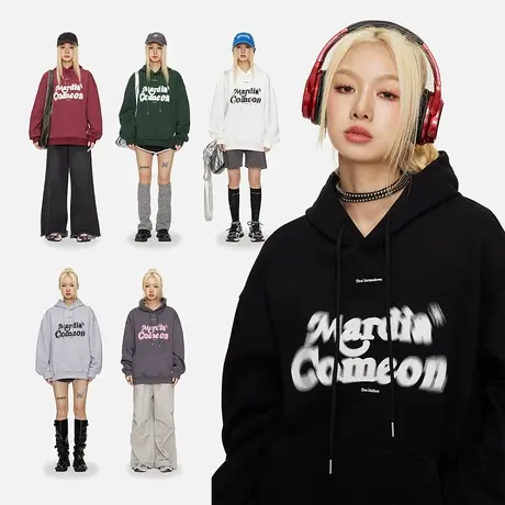 复古字母连帽卫衣女春秋2023年新款美式潮牌宽松oversize外套上衣图片