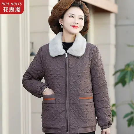妈妈秋冬外套轻薄羽绒棉服洋气上衣加大码中老年人棉衣女冬装棉袄商品大图