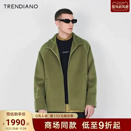 TRENDIANO立领国风绣花外套2023秋冬季新款宽松男装大衣图片