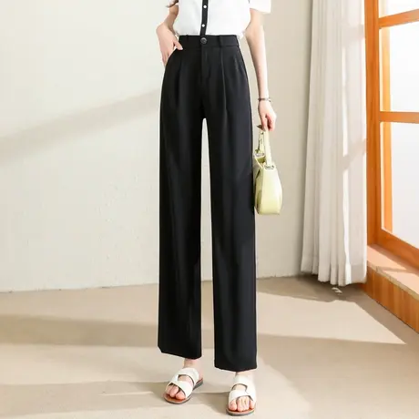 时尚气质西装阔腿裤2023年夏季新款淑女温柔高腰垂感显瘦通勤长裤图片
