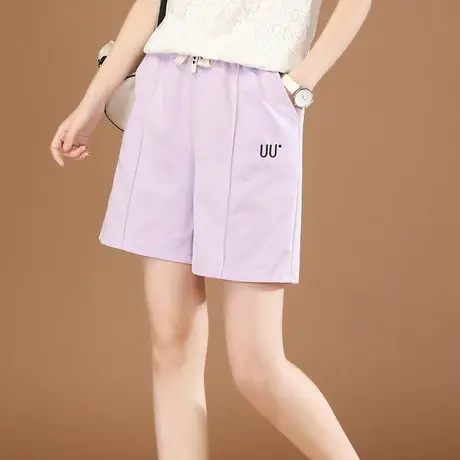 韩潮袭人松紧腰宽松短裤热裤女2024夏季新款宽松休闲裤阔腿裤薄款图片