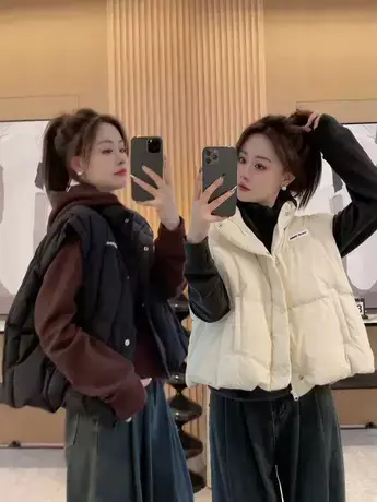 2023秋冬新款韩版立领廓形羽绒马甲女宽松时尚保暖百搭马夹外套潮图片