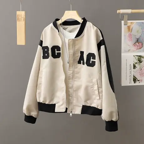 复古棒球服2024春秋新款小众设计撞色立领高级感超好看休闲外套女图片