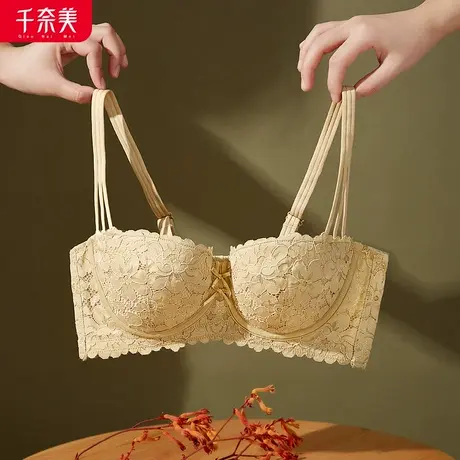 千奈美薄款半杯内衣女大胸显小文胸大码聚拢上托防下垂胸罩图片